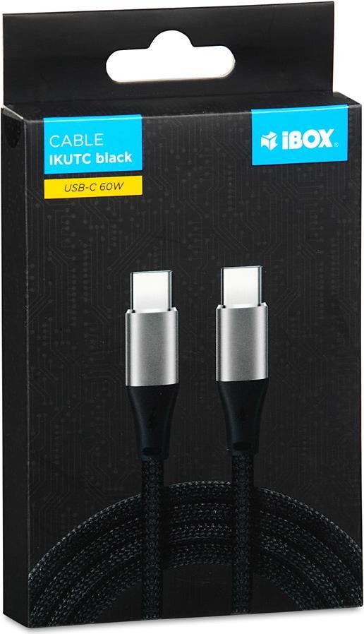 iBOX IKUTC USB-C Kabel 60W 2m Schwarz (IKUTC2B)