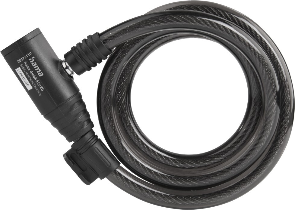 Hama Fahrrad-Spiralkabelschloss, 120 cm, Schwarz (00178136)