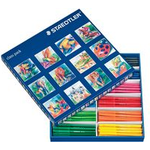 STAEDTLER Fasermaler Noris Club, 144er Schulbox Minenstärke: 1,0 mm, rund, leicht auswaschbar, Kappe mit - 1 Stück (325 C144)