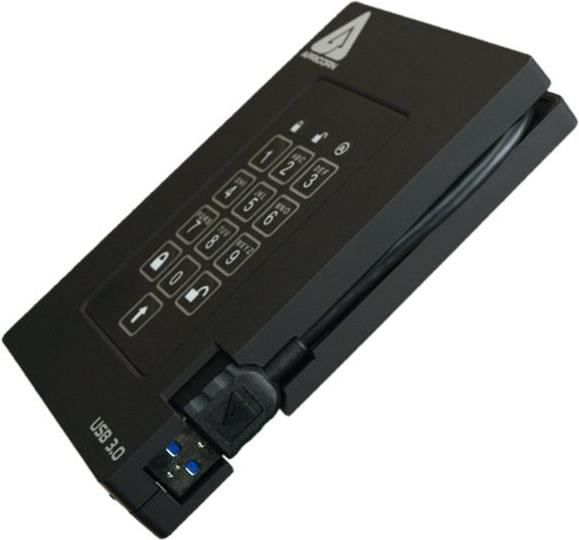 Apricorn Aegis Padlock Fortress 2,5" Externe SSD 1 TB USB 3.0 256-bit AES-XTS FIPS 140-2 Level 2 Schwarz