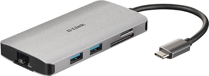 D-Link DUB-M810 Dockingstation USB-C/Thunderbolt 3 HDMI Gigabit Ethernet Aluminium Silber/Schwarz