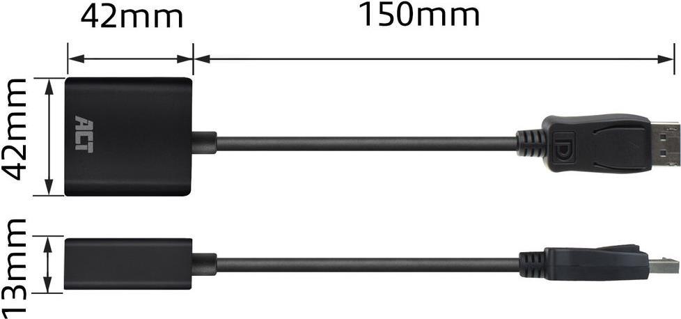 ACT AC7515 Videokabel-Adapter 0,15 m DisplayPort VGA (D-Sub) Schwarz (AC7515)