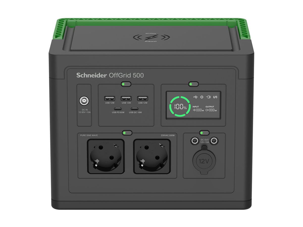 Schneider OffGrid 500 Tragbares Kraftwerk 500 W 517 Wh Schwarz, grün