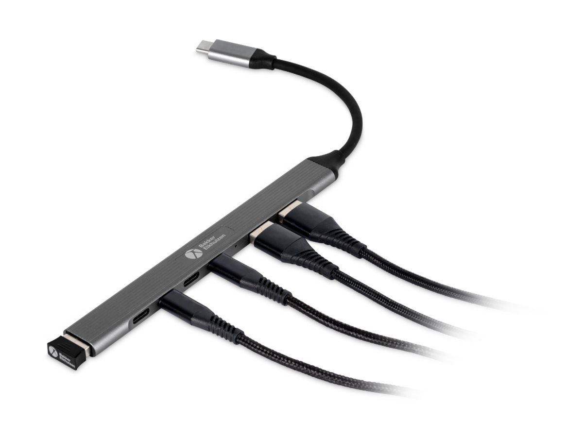 Bakker Elkhuizen BNECHUB3A4C 7-in-1 USB-C Hub Schwarz, Dunkelgrau