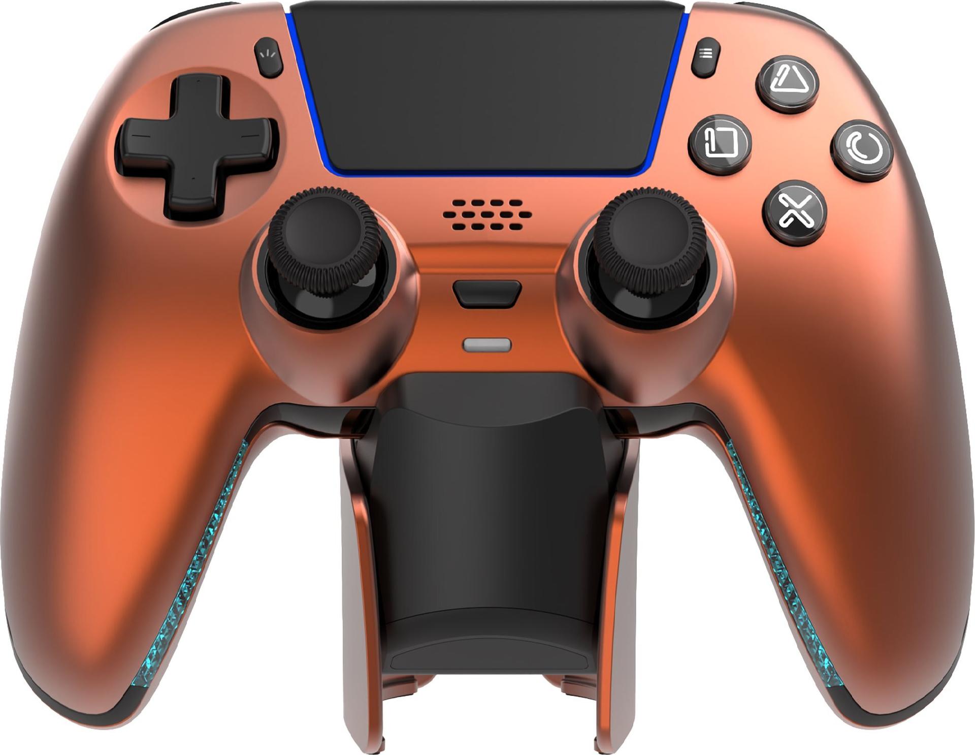 Deltaco GAM-199 Wireless Gaming-Controller für PS5 mit Ladestation Orange, Bronze