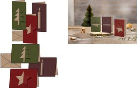 sigel Weihnachtskarten-Set "Cut-out style", DIN lang (2/3 A4) für Laserdrucker & Kopierer, Kraftkarton 225 g/qm, - 1 Stück (DS082)