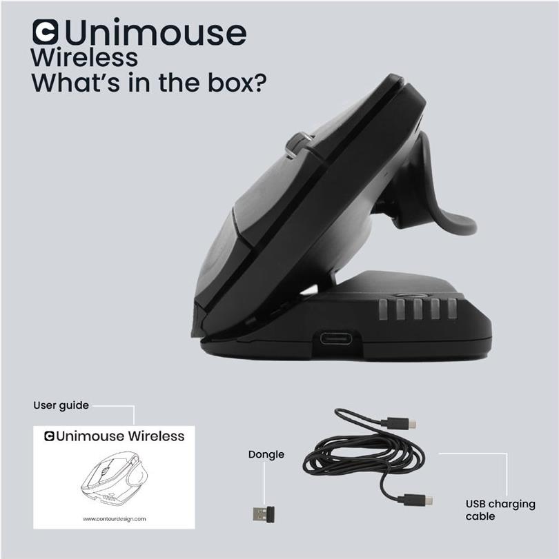 Contour Unimouse Vertikale Maus Kabellos Ergonomisch 7 Tasten Schwarz
