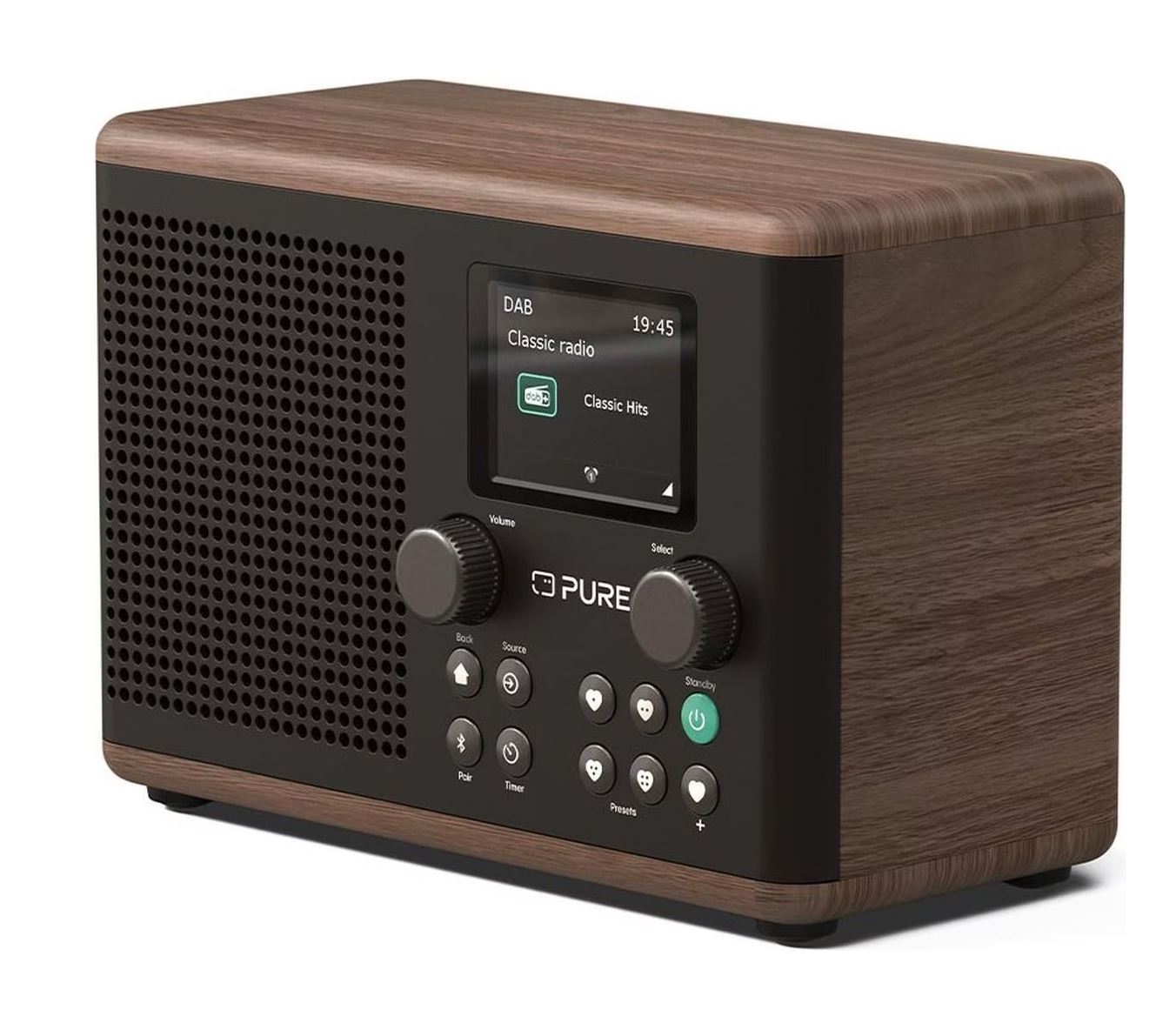 Pure Classic H4 DAB+ FM Radio mit Bluetooth 5.3 Schwarz/Walnuss 10W