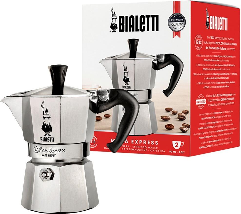 Bialetti Moka Express Espressomaschine 2 Tassen Silber Schwarz