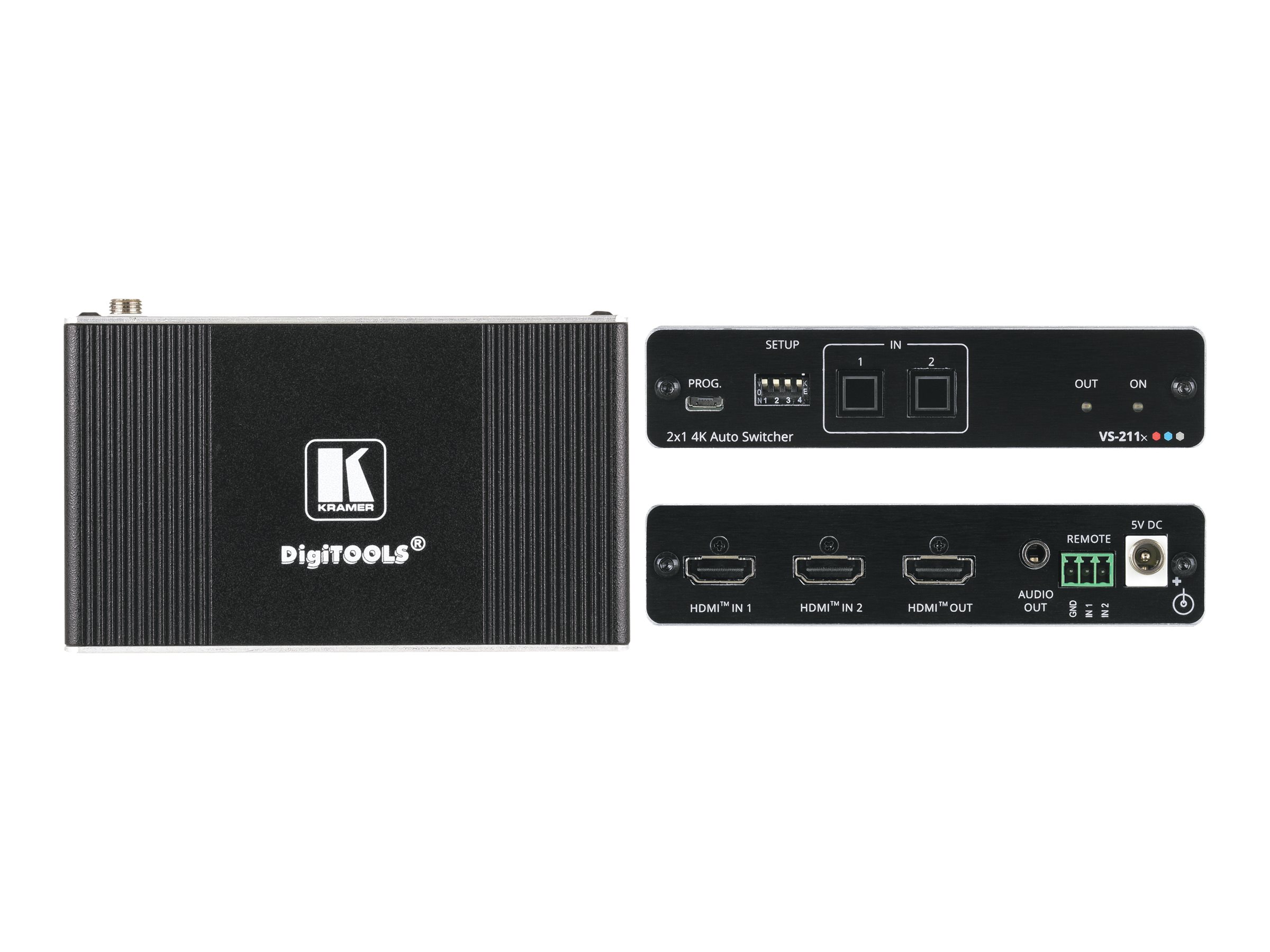 Kramer DigiTOOLS VS-211X 2x1 4K HDR HDMI Auto Switcher Schwarz