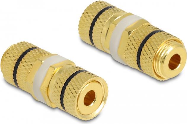 Delock - Audio-Adapter - Binding Post bis Binding Post - Gold, schwarzer Ring (64144)