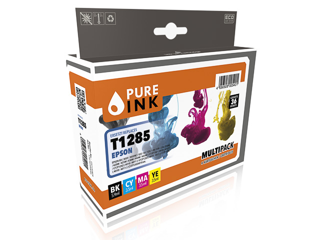 PURE INK EPST1285MP4 Tintenpatrone Multipack Schwarz Cyan Magenta Gelb