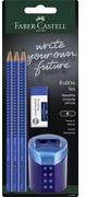 FABER-CASTELL Schreibset RollOn, blau beinhaltet: 3 x Bleistift GRIP 2001 Härtegrad B, blau - 1 Stück (217083)