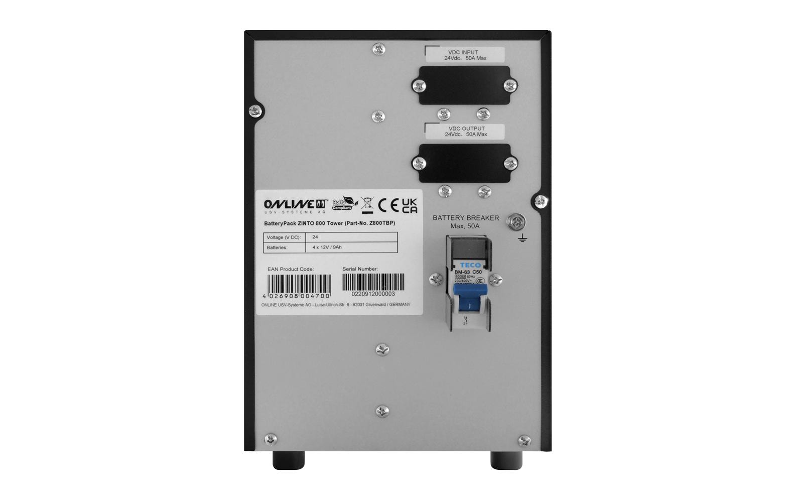 ONLINE USV Z800TBP USV-Batteriepaket für ZINTO 800 T Schwarz