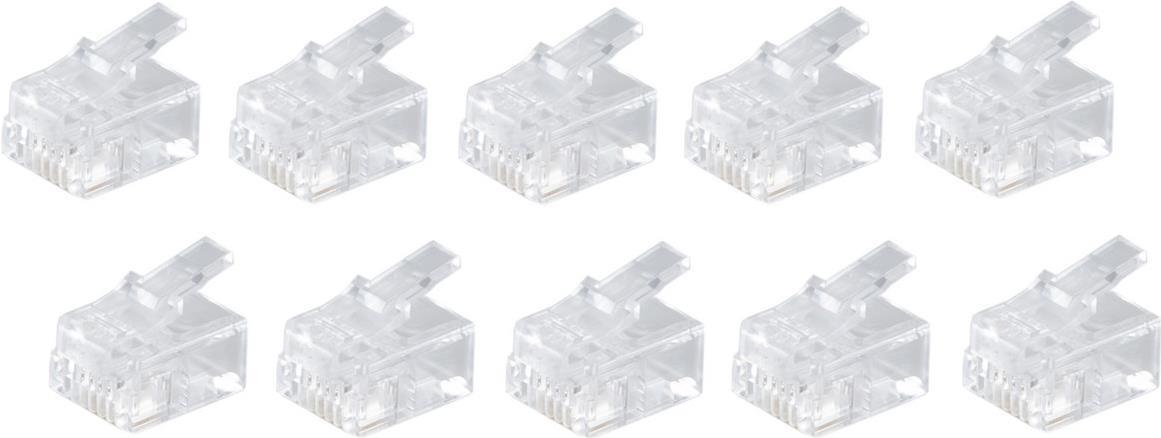 shiverpeaks ®-BASIC-S--Netzwerk Modular-Stecker RJ11 6polig, 4 Kontakte belegt, für Rundkabel, vergoldete Kontakte--VE 10 (BS72040-R10)