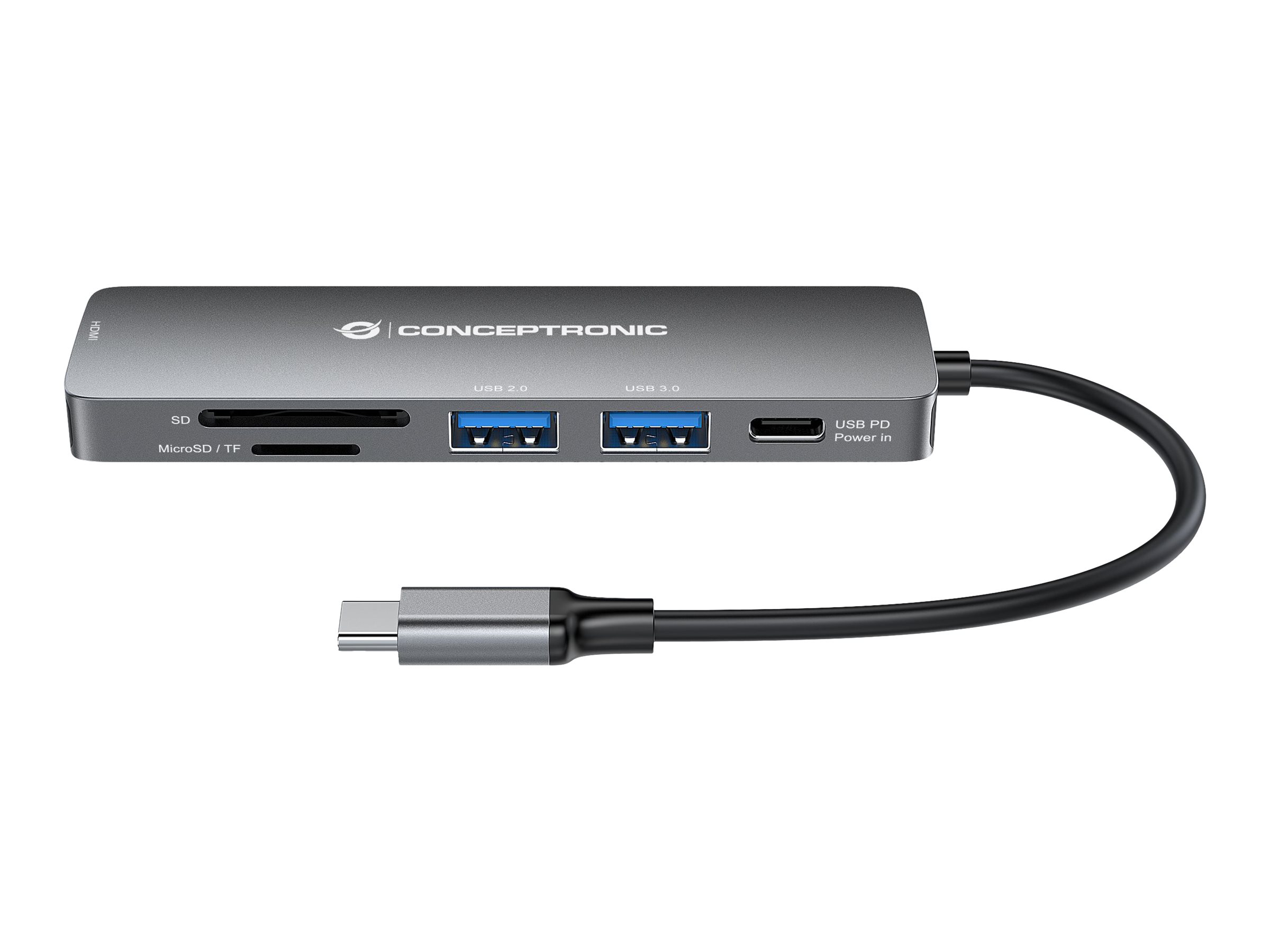 Conceptronic DONN DONN11G 6-in-1 USB-C Dockingstation HDMI Grau