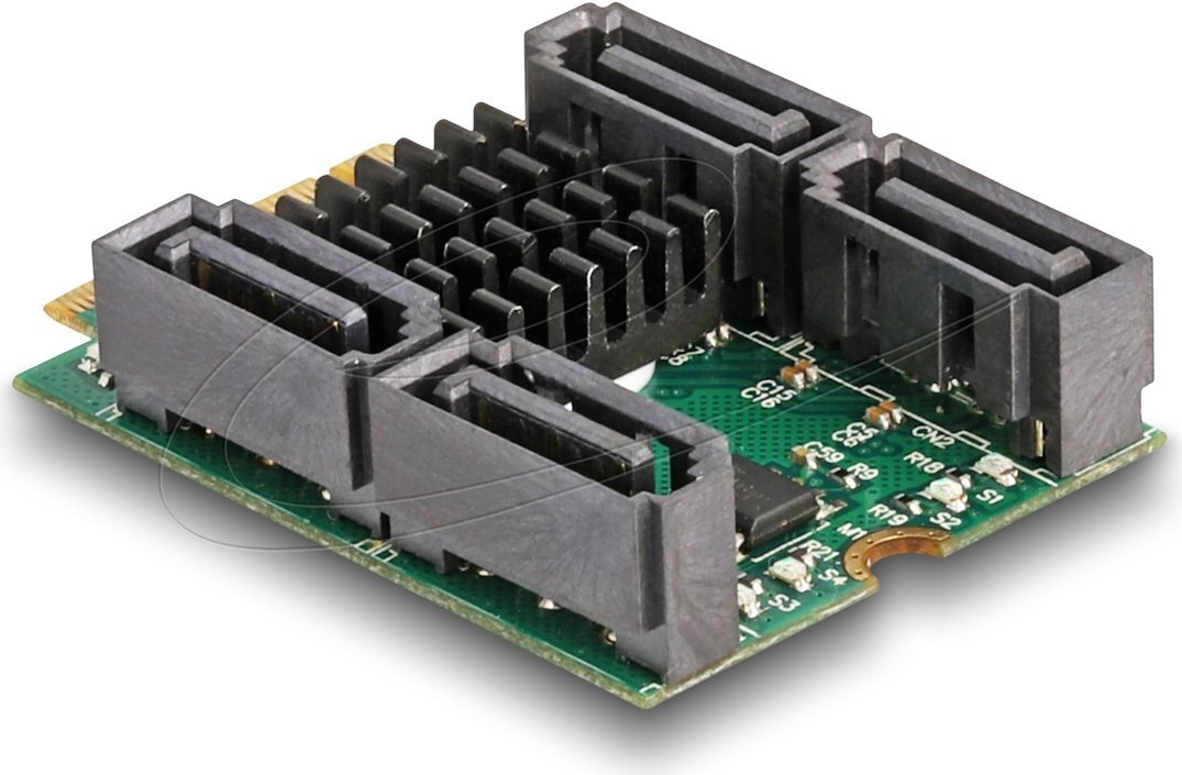 Delock 61062 Schnittstellenadapter M.2 Card zu 4 x SATA 6 Gbit/s Schwarz, Grün