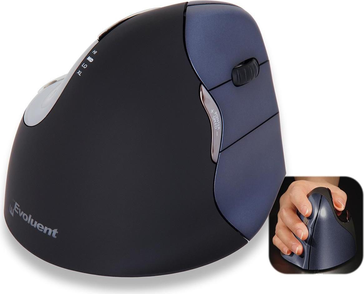 Evoluent VerticalMouse 4 Right Vertikale Maus kabellos 6 Tasten Laser Silber, Schwarz