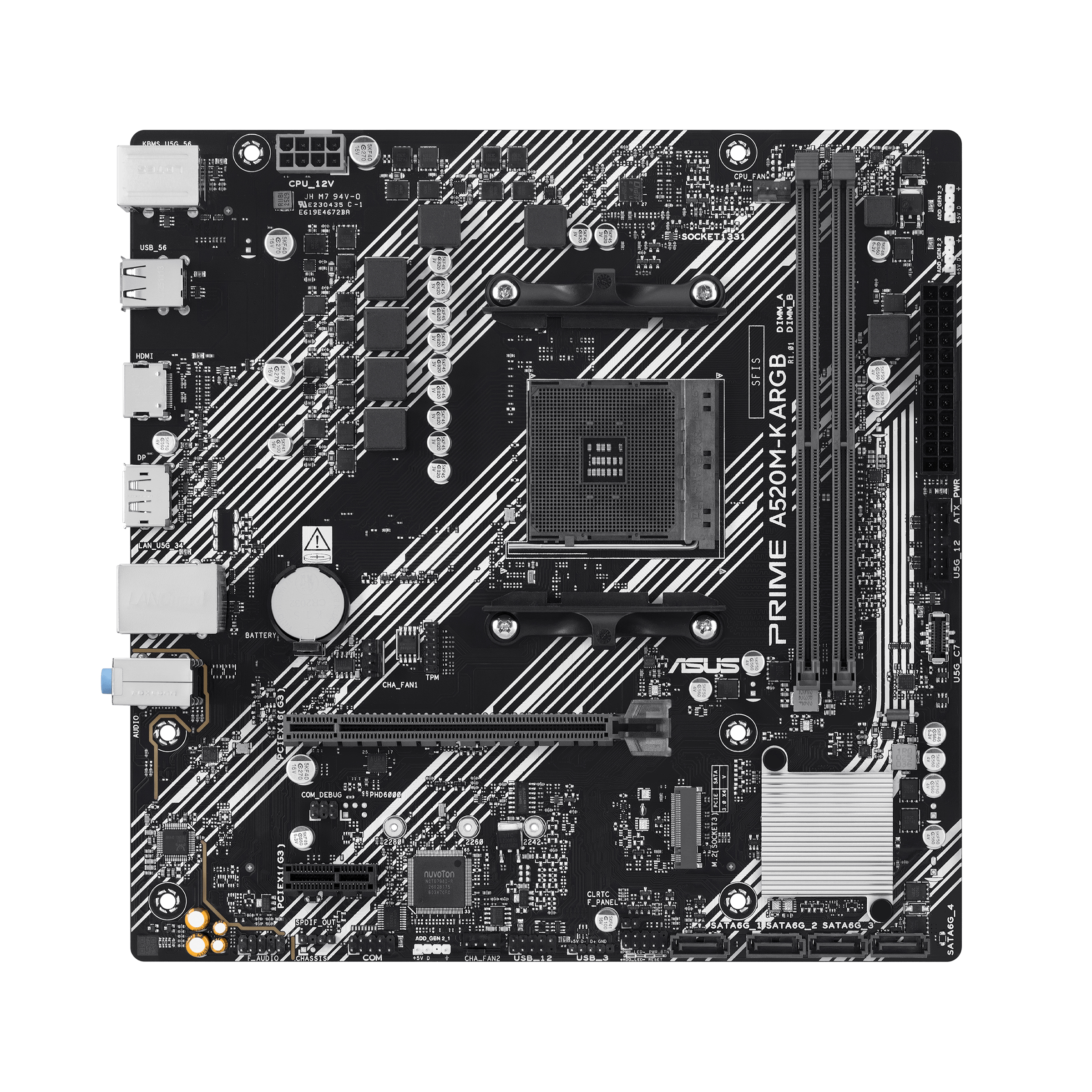 ASUS PRIME A520M-K ARGB AMD A520 micro ATX Mainboard Sockel AM4 Schwarz