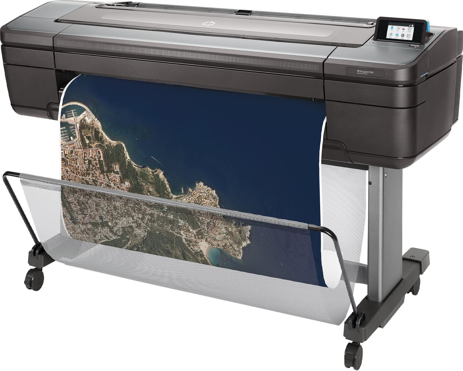 HP DesignJet Z6dr 44" PostScript Großformatdrucker mit V-Trimmer Schwarz, Silber