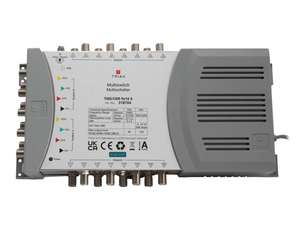 Triax TMS/CKR 9x16 S Multiswitch 9 Eingänge 16 Ausgänge Grau