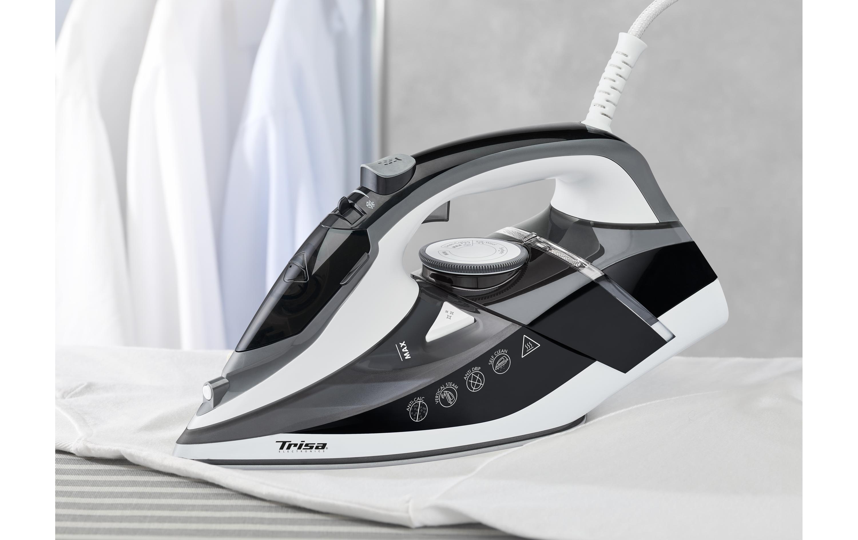 Trisa Profi Steam i6242 Dampfbügeleisen 2400 W Keramiksohle Schwarz, Grau, Weiß