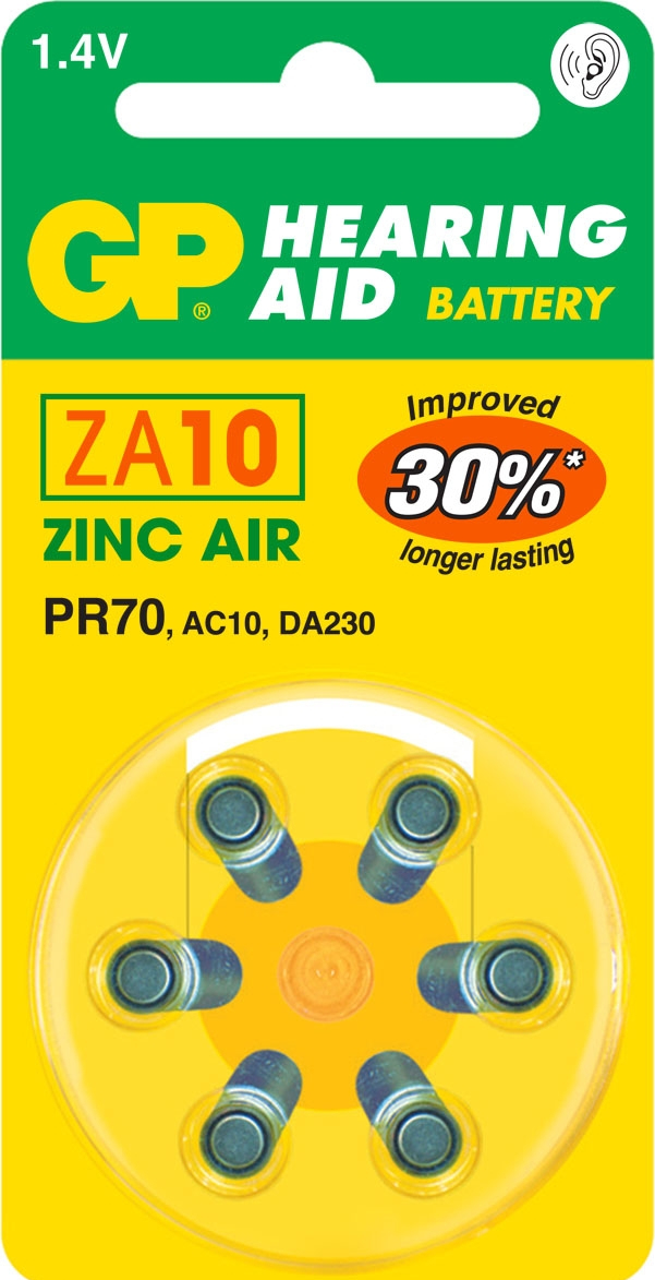GP Batteries Hearing Aid ZA10 Single-use battery PR70 Zink-Luft (090.10D6)