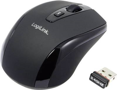 LogiLink Maus Optical Wireless 2.4 GHz Mini - Maus - optisch - 3 Tasten - kabellos - 2.4 GHz - kabelloser Empfänger (USB) - Schwarz