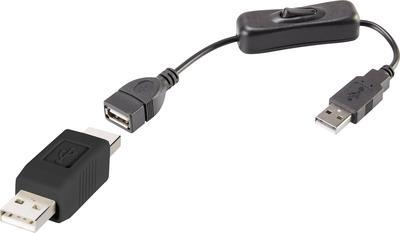 Renkforce USB-Kabel USB 2.0 USB-A Stecker, USB-A Stecker 25.00 cm Schwarz inkl. Ein/Aus-Schalter, vergoldete Steckkontakte RF-3346616 (RF-3346616)