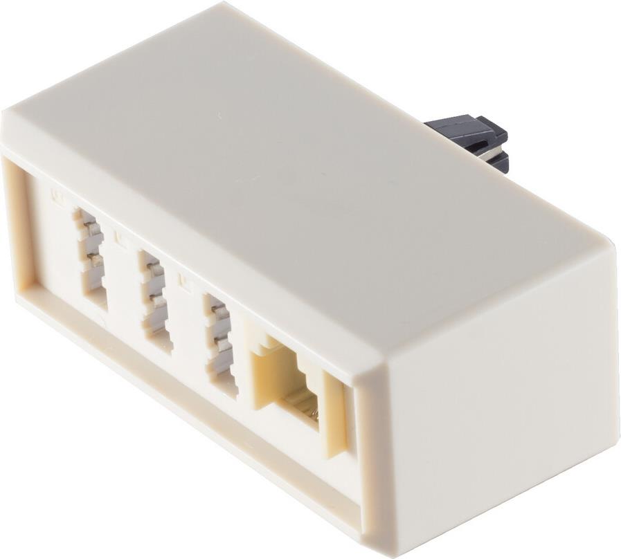 Adapter TAE-F Stecker auf TAE NFF Dreifach-Kupplung und 6P4C RJ11 Modularkupplung (11010464)