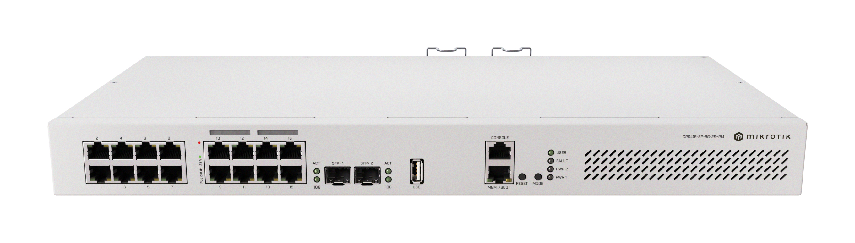 MikroTik Cloud Router Switch CRS418-8P-8G-2S+RM Managed L3 Switch 17 Ports 8x PoE 2x SFP+ Weiß