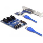 Delock Riser Karte PCI Express x1 zu 3 x PCIe x1 mit 50 cm USB Kabel (41442)