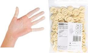 HYGOSTAR Latex-Fingerlinge, puderfrei, weiß, L Länge: 70 mm, aus leichtem Latex, gerollt, textuierte - 1 Stück (26713)