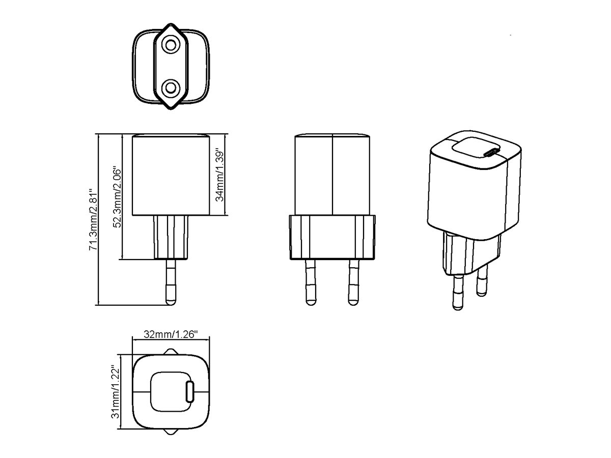 Vision USB-C Netzteil 30 W mit EU-Stecker Weiß