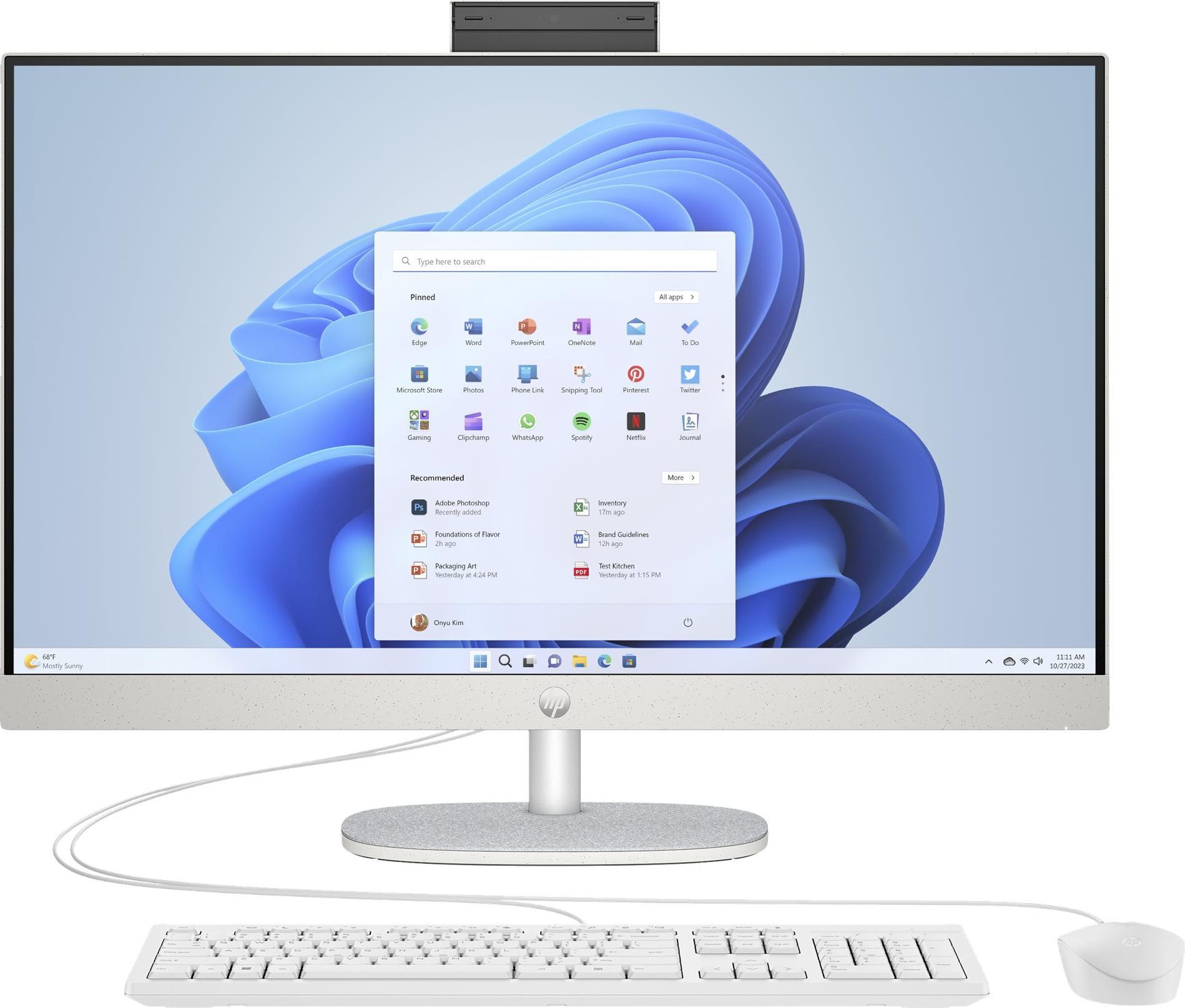 HP 27-cr0104ng 27" FHD All-in-One PC Ryzen 7 7730U 16 GB RAM 1 TB SSD Shell White