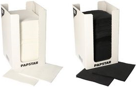 PAPSTAR Cocktail-Servietten "PUNTO", 200 x 200 mm, schwarz Tissue, 2-lagig, 1/4 Falz, mit Punkt auf Punkt Mikro - 1 Stück (87362)