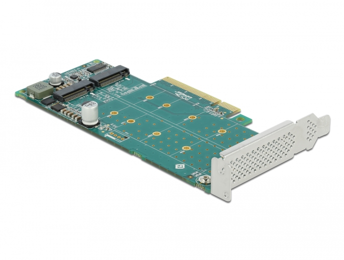 Delock PCI Express x8 Karte zu 2x intern NVMe M.2 Key M – Bifurcation, PCIe 4.0 x8, Low Profile