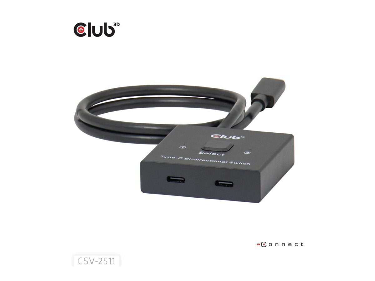 Club 3D CSV-2511 USB-C Bidirektionaler Video + Daten + PD Switch 8K 60 Hz Schwarz