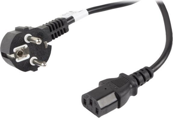 Lanberg Stromkabel CEE 7/7 auf IEC 60320 C13 90° gewinkelt 10 A 10 m Schwarz