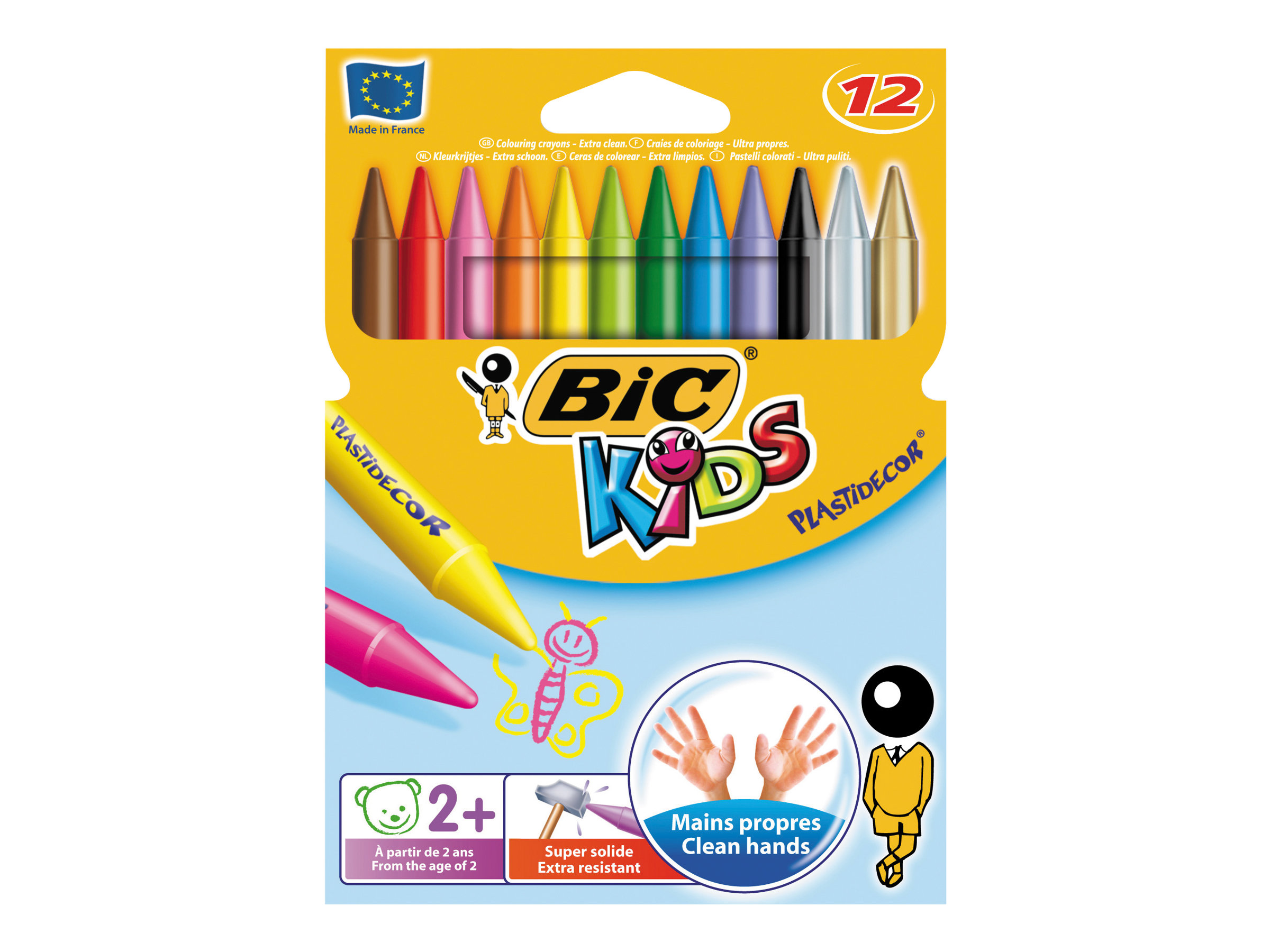 BIC KiDS Plastidecor Wachsmalkreide 12er Kartonetui