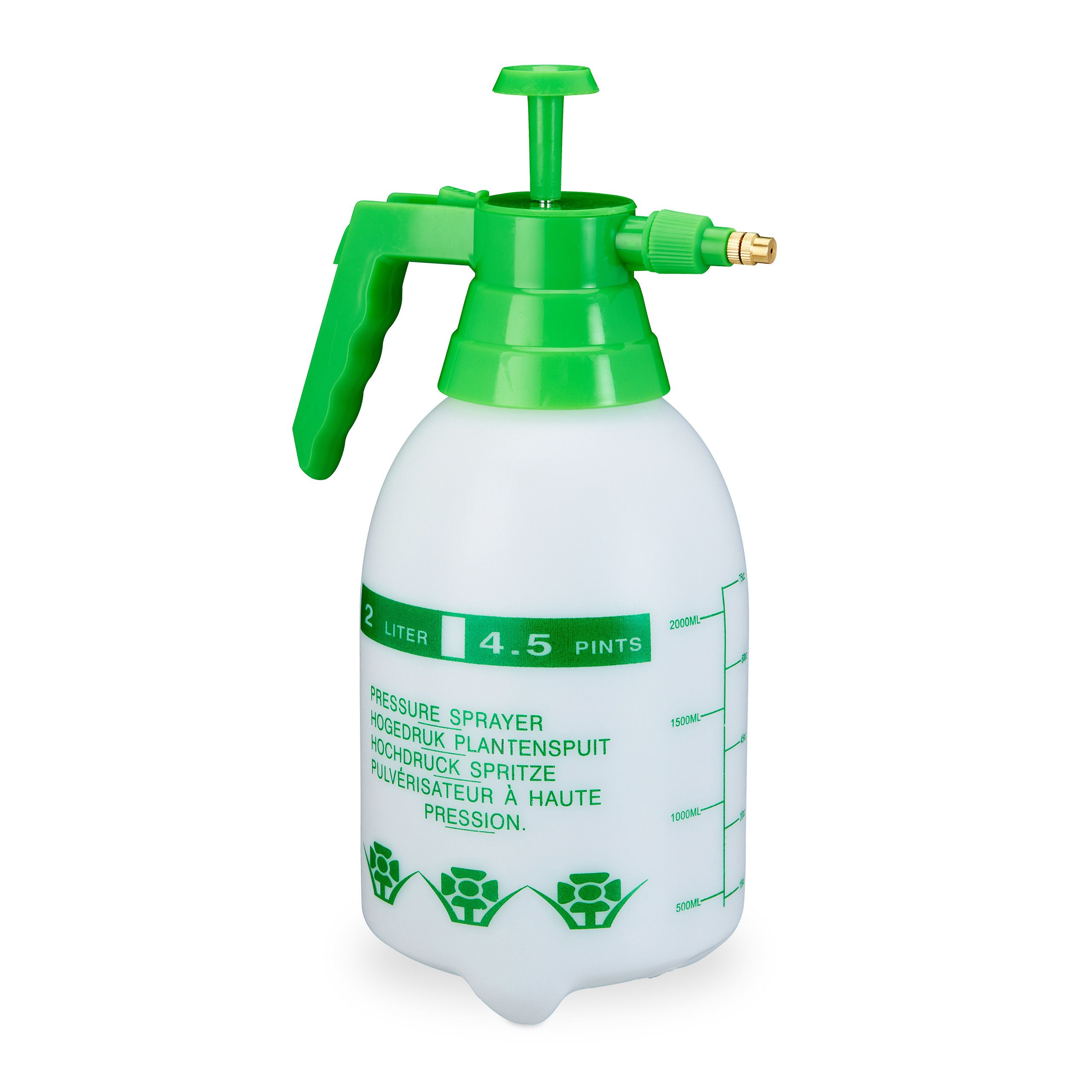 Relaxdays Pumpsprühflasche 2 L Grün/Weiß