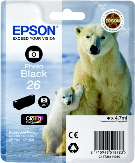 Epson Ink/26 Polar Bear 4.7ml PBK SEC (C13T26114022)