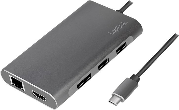 LogiLink UA0382 Notebook-Dockingstation & Portreplikator Verkabelt USB 3.2 Gen 1 (3.1 Gen 1) Type-C Silber (UA0382)
