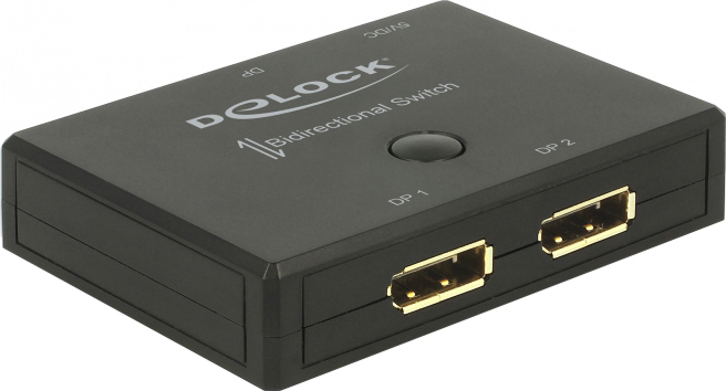 Delock DisplayPort 2-1 Umschalter bidirektional 4K 60 Hz Schwarz