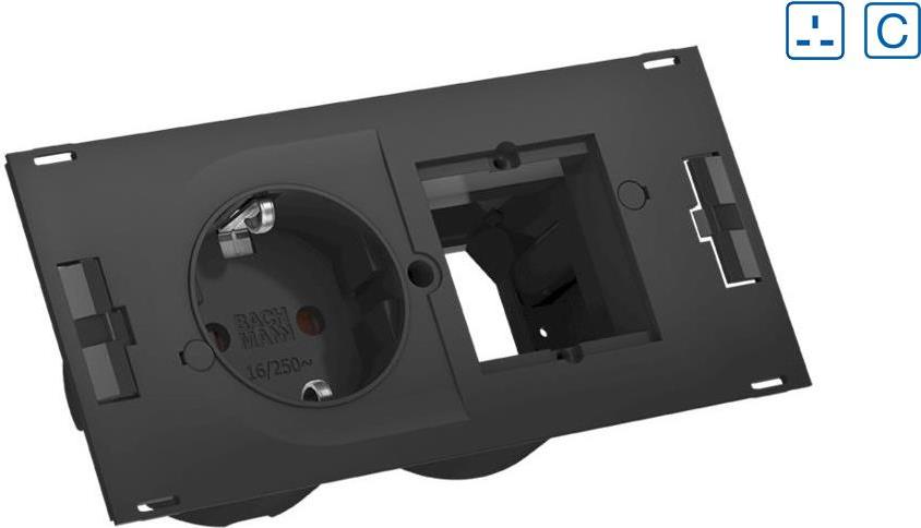 Bachmann DUE Verlängerungskabel 1 AC-Ausgänge Indoor Schwarz (929.034)