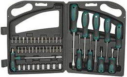 BRÜDER MANNESMANN Werkzeug-Satz, 47-teilig, im Koffer im Kunststoffkoffer, aus CV-Stahl, Maße: (B)304 x (T)240 x - 1 Stück (M11247)