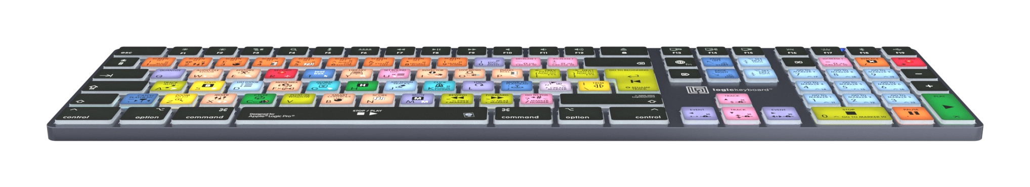 Logickeyboard Apple Logic Pro X2 Titan Mac Tastatur Bluetooth QWERTZ Deutsch Grau Titan