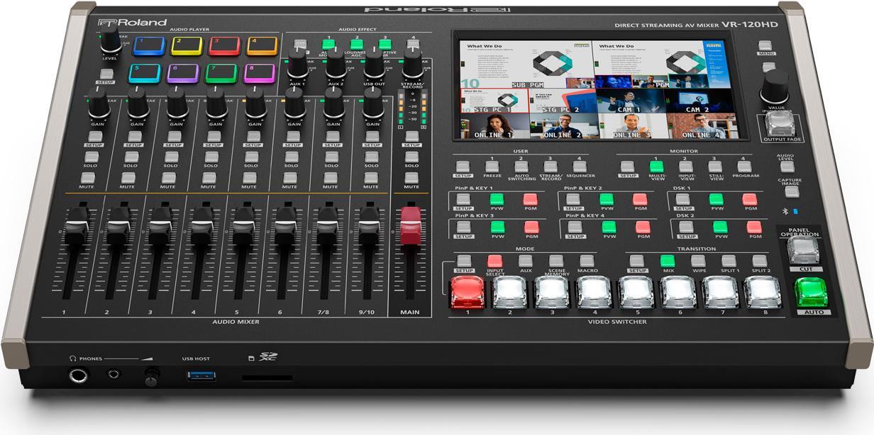 ROLAND VR-120HD 4-Channel Streaming AV-Mixer (7\" Touchscreen | HD-SDI & HDMI | 42-Kanal Audio Mixer | PTZ-Steuerung | USB-C Streaming) (424971A38)