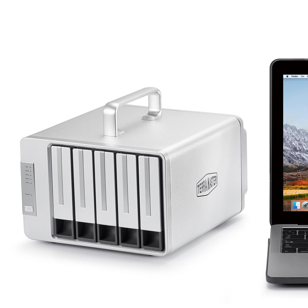 TerraMaster D5 Thunderbolt 3 5-Bay RAID-System 80 TB Grau