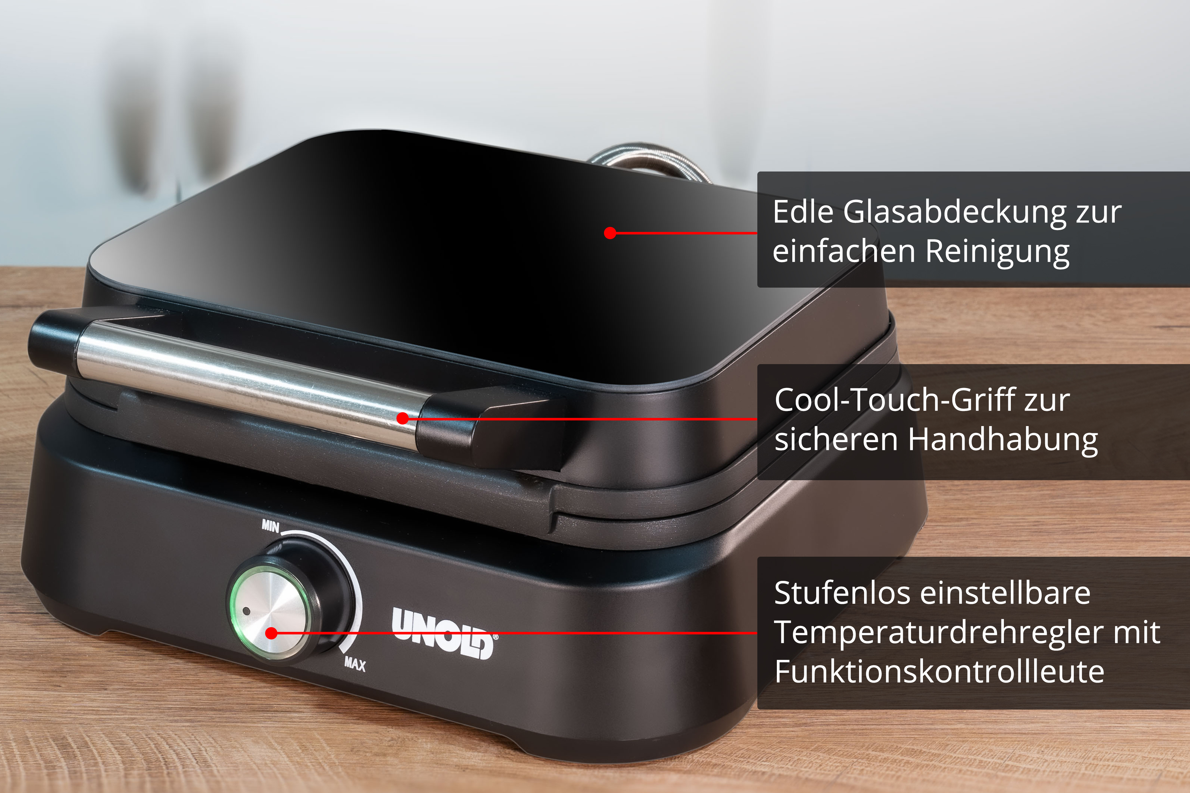 Unold Brüssel 48275 Doppel-Waffeleisen für belgische Waffeln 1500 W Schwarz